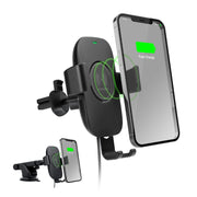 HyperGear - Gravity 15W Wireless Fast Charging Mount | Vent + Dashboard + Windshield | Black - Limolin 