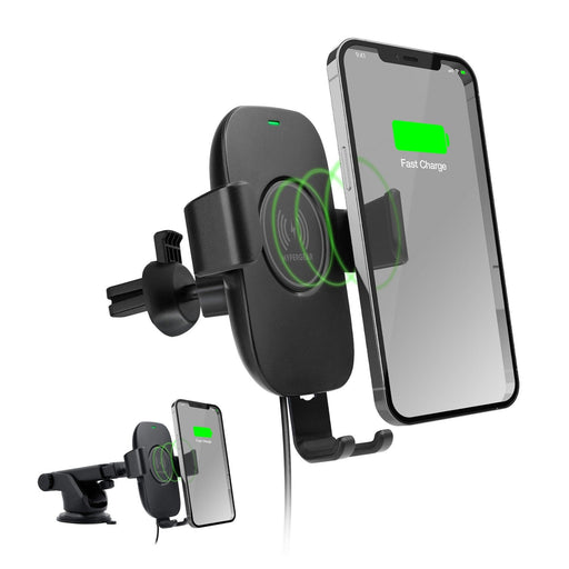 HyperGear - Gravity 15W Wireless Fast Charging Mount | Vent + Dashboard + Windshield | Black - Limolin 