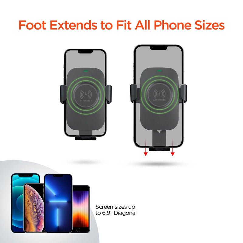 HyperGear - Gravity 15W Wireless Fast Charging Mount | Vent + Dashboard + Windshield | Black - Limolin 