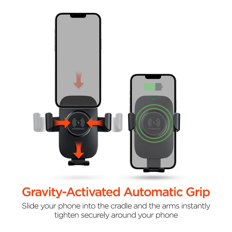 HyperGear - Gravity 15W Wireless Fast Charging Mount | Vent + Dashboard + Windshield | Black - Limolin 