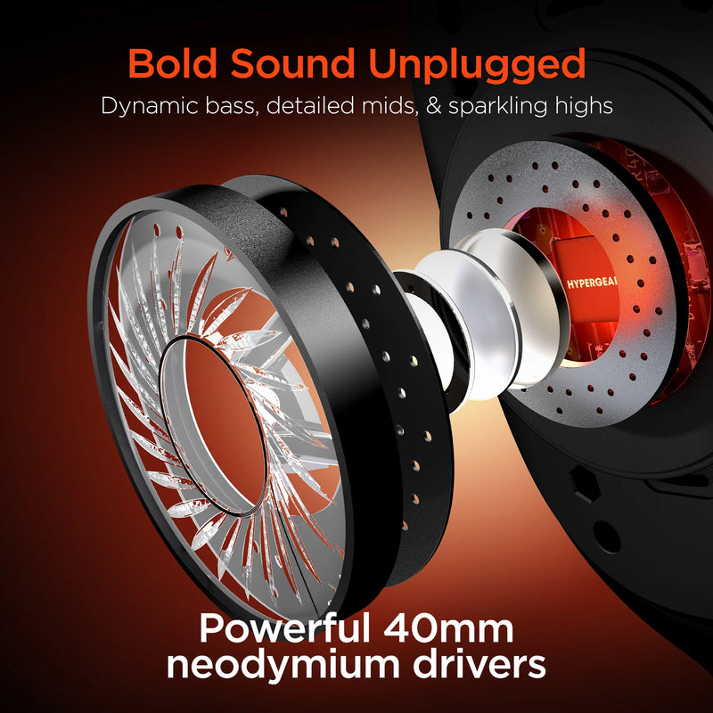 HyperGear - Headphones Bluetooth Vibe Over The Ear - Black - Limolin 