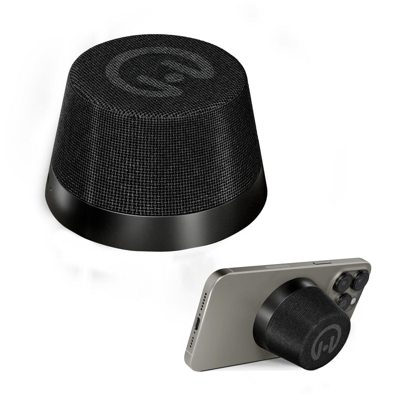 HyperGear - Hypergear Speaker Bluetooth 5W Pocket Popper Mini Attaches To Magsafe Phones Ipx6 Waterproof And Kickstand Built In Mic 8Hr Play Time - Black - Limolin 