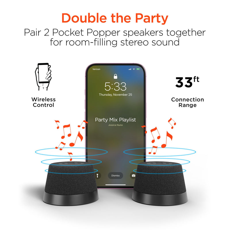 HyperGear - Hypergear Speaker Bluetooth 5W Pocket Popper Mini Attaches To Magsafe Phones Ipx6 Waterproof And Kickstand Built In Mic 8Hr Play Time - Black - Limolin 