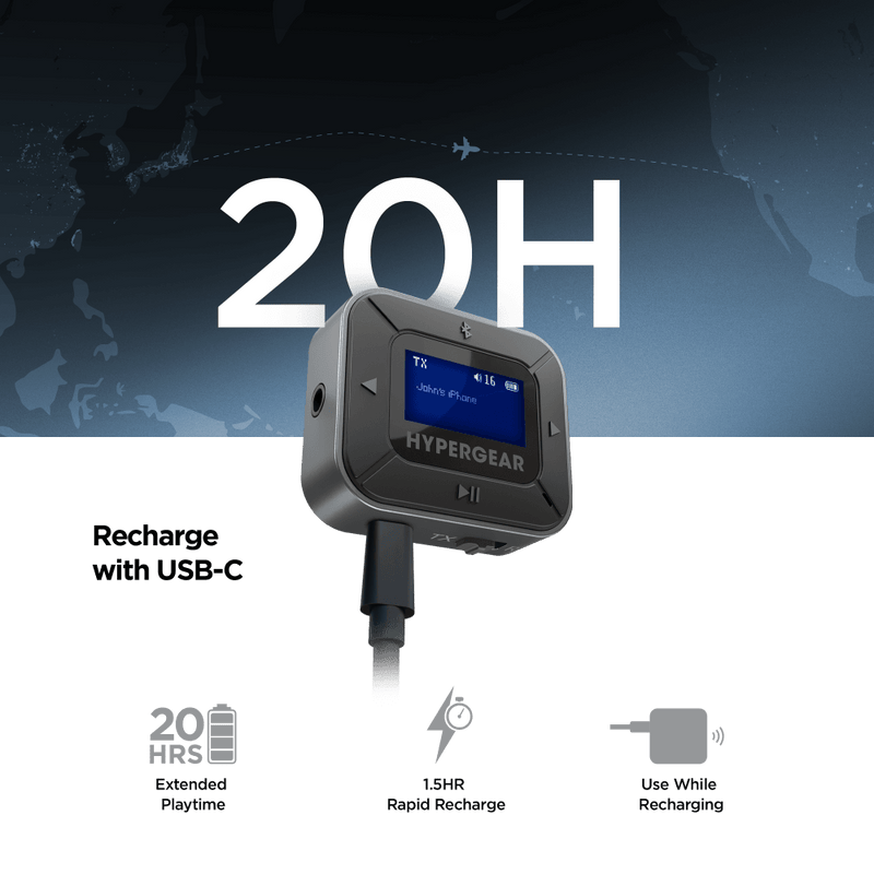 HyperGear - Intellicast Flight Wireless Audio Adapter | Transmitter + Receiver | Black - Limolin 