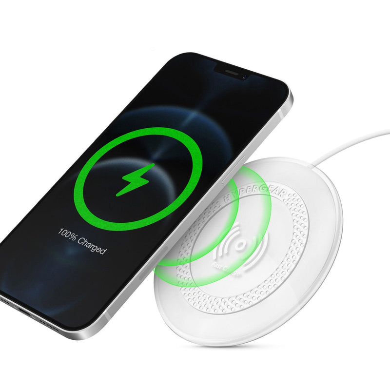 HyperGear - Qi Wireless Charging Pad 15W Fast Charge Includes Charging Cable And Wall Charger - White - Limolin 
