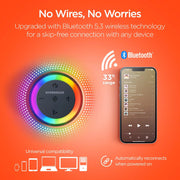 HyperGear - Speaker Bluetooth Halo 14W Led Light Ring 6 Modes Ipx6 - Bt / Microsd / Aux Inputs - Black - Limolin 