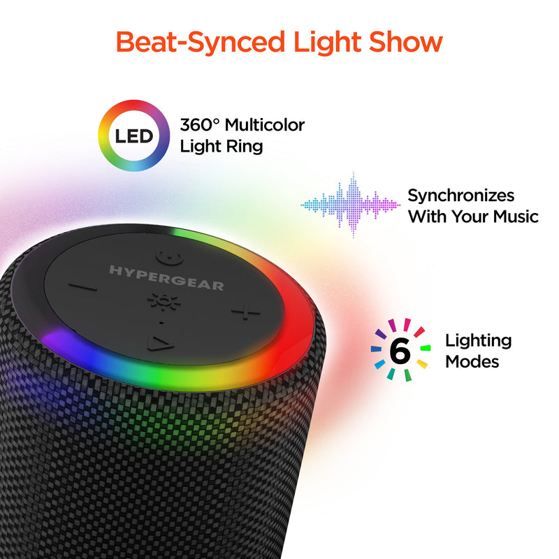 HyperGear - Speaker - Halo Waterproof Led Wireless Speaker | Black - Limolin 