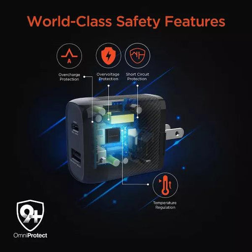 HyperGear - Speedboost 25W Usb-C & 12W Usb Wall Kit With Pd/Pps And 6Ft Usb-C Cable | Black - Limolin 