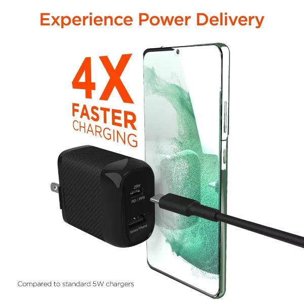 HyperGear - Speedboost 25W Usb-C & 12W Usb Wall Kit With Pd/Pps And 6Ft Usb-C Cable | Black - Limolin 