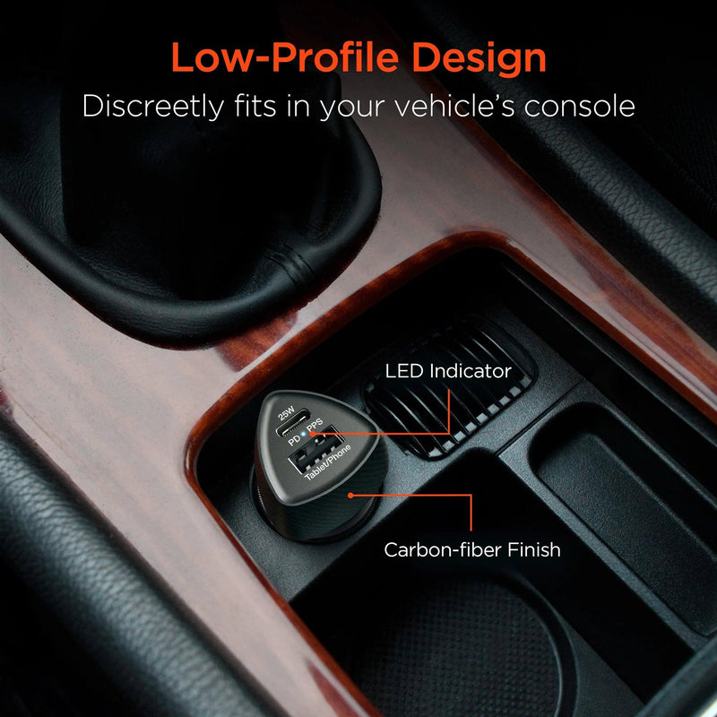 HyperGear - Speedboost 25W Usb-C Pd + 12W Usb Fast Car Charger With Pps | Black - Limolin 