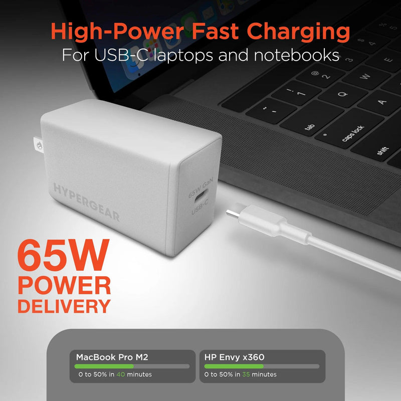 HyperGear - Speedboost 65W Usb-C Pd Gan Laptop Wall Charger With Pps - Limolin 