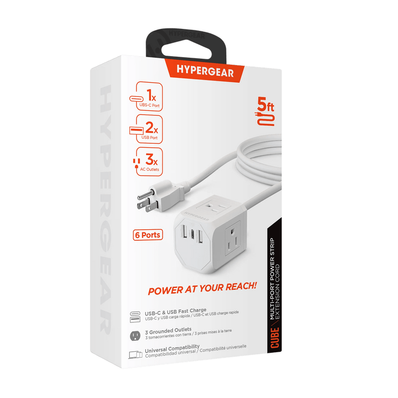 HyperGear - Wall Charger Power Strip Extension Cord - Limolin 
