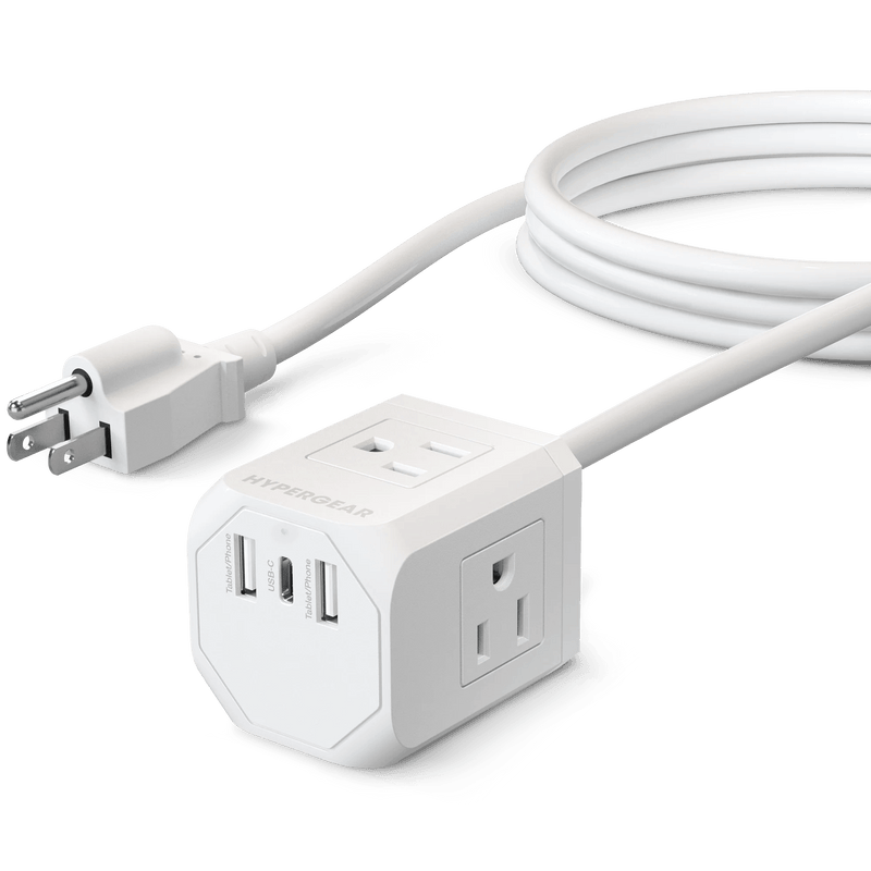 HyperGear - Wall Charger Power Strip Extension Cord - Limolin 