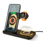HyperGear - Wireless Charging Stand 4 In 1 Powerfold X-Ray 15W Fast Charge Phone Airpods & Watch & 1 Usb-A Port - Black - Limolin 