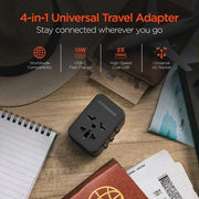 HyperGear - Worldcharge Universal Travel Adapter With Usb-C | Black - Limolin 