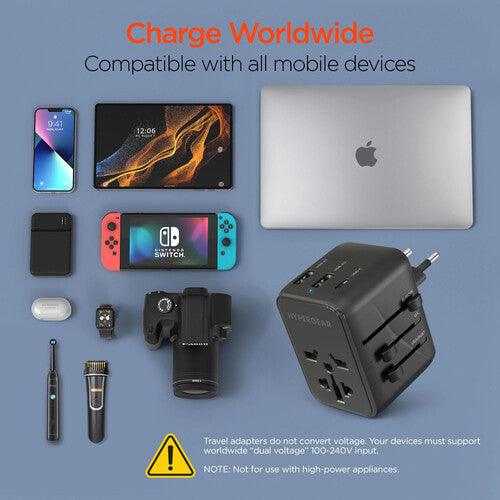 HyperGear - Worldcharge Universal Travel Adapter With Usb-C | Black - Limolin 