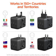 HyperGear - Worldcharge Universal Travel Adapter With Usb-C | Black - Limolin 