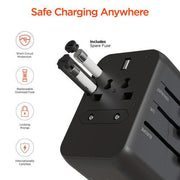 HyperGear - Worldcharge Universal Travel Adapter With Usb-C | Black - Limolin 