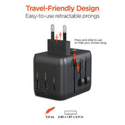HyperGear - Worldcharge Universal Travel Adapter With Usb-C | Black - Limolin 