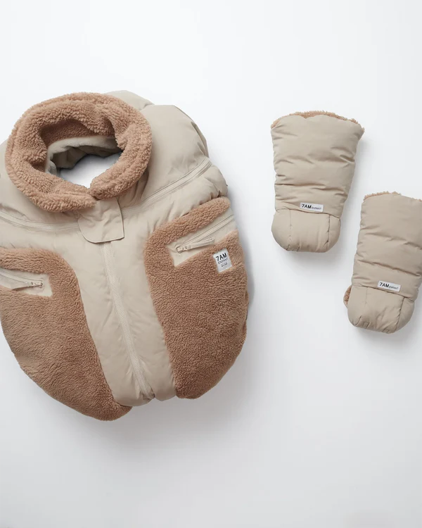 7AM - Car Seat Cocoon - Oat, Applique Cacao - 0-12M