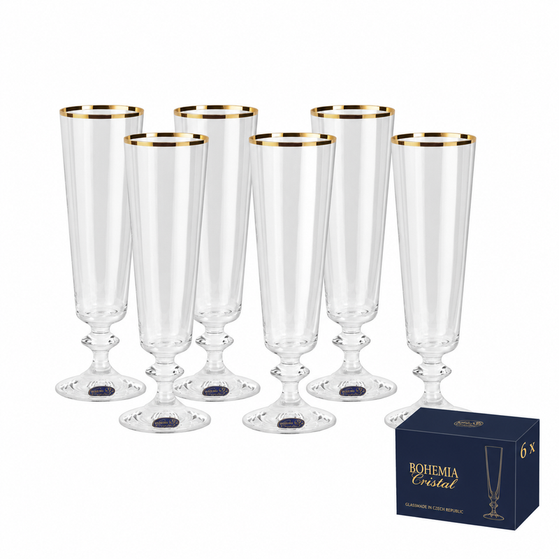 Bohemia Crystal - Bella - Champagne Flute with Gold Rim