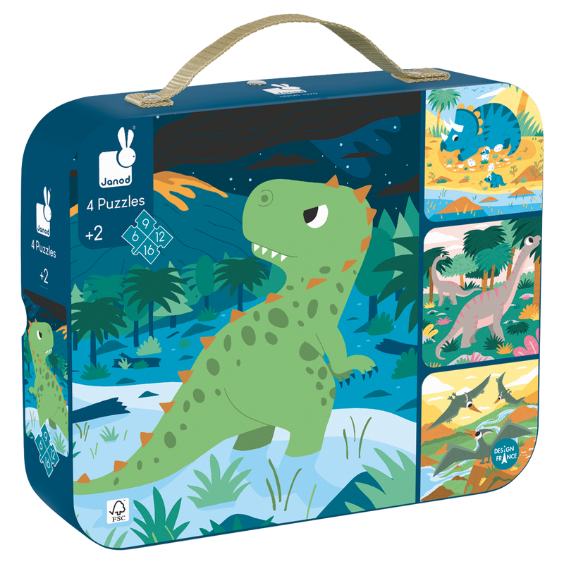 4 IN 1 PROGRESSIVE PUZZLES - DINOSAURS