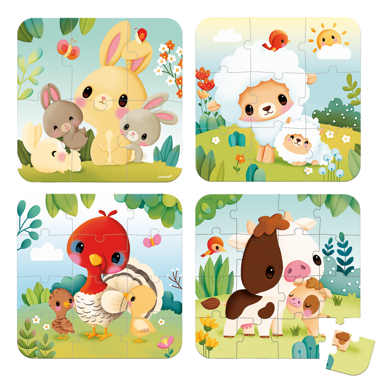 4 PROGRESSIVE PUZZLES - FARM