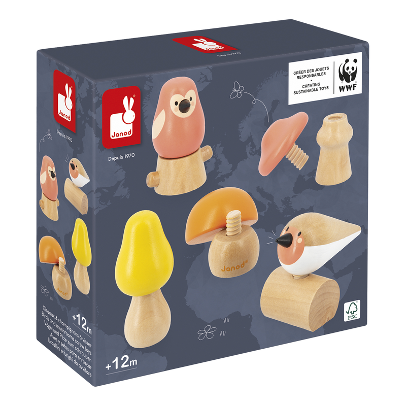 BIRDS AND MUSHROOMS SCREW TOYS