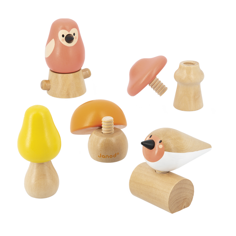 BIRDS AND MUSHROOMS SCREW TOYS