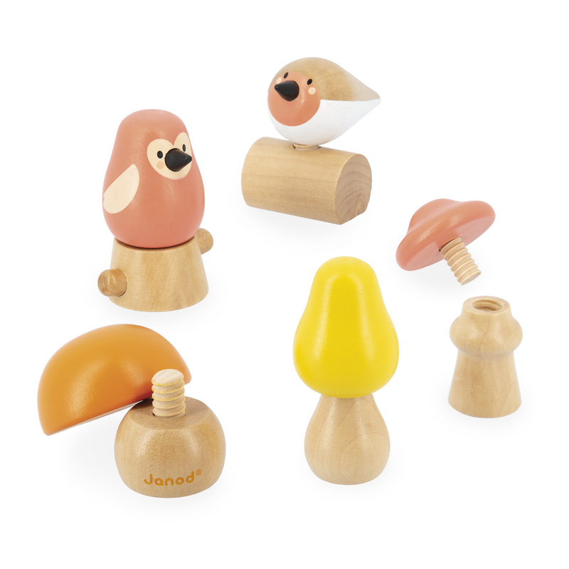 BIRDS AND MUSHROOMS SCREW TOYS