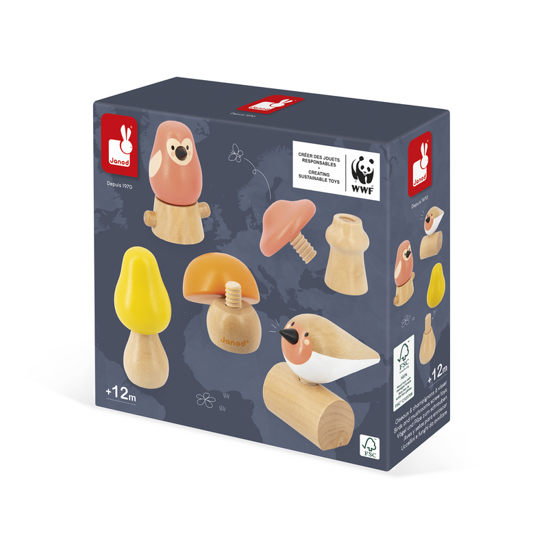 BIRDS AND MUSHROOMS SCREW TOYS