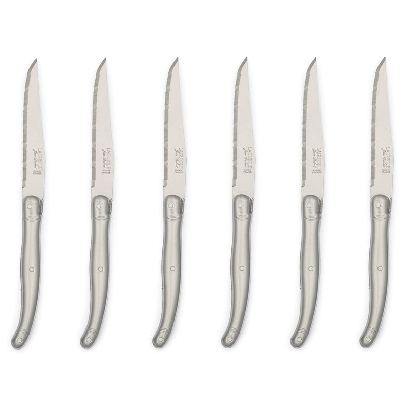 Jean Dubost - Laguiole Serrated Knife Set Brushed Stainless 6pc - Limolin 