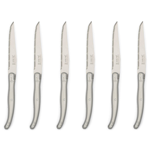 Jean Dubost - Laguiole Serrated Knife Set Brushed Stainless 6pc - Limolin 