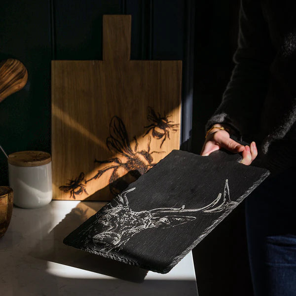 Selbrae House - Engraved Slate Stag Prince Serving Paddle