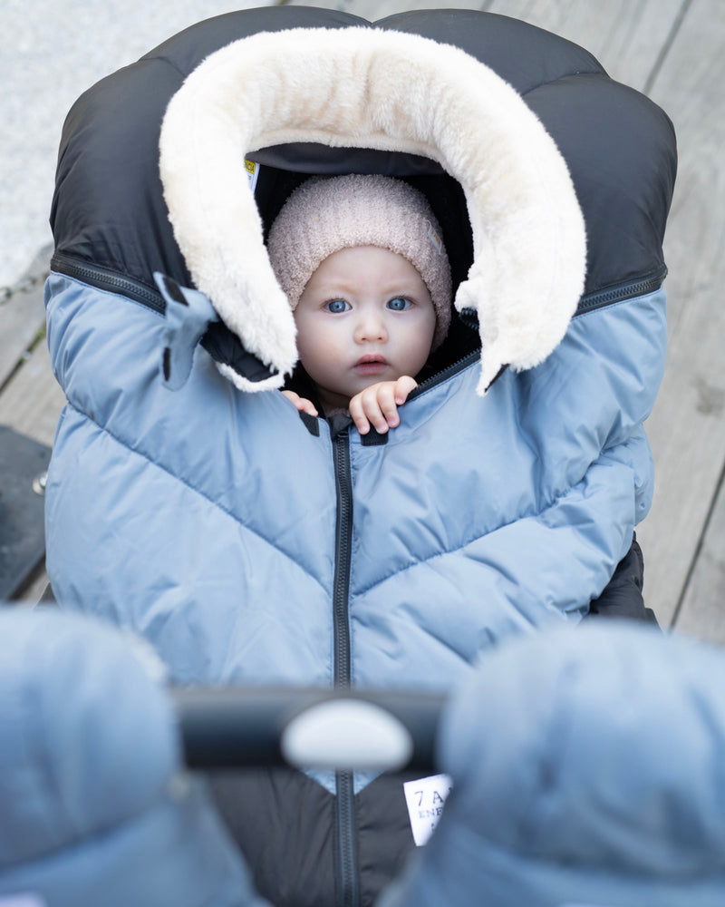 7AM - Car Seat Cover Cocoon - Black, Ash Blue - 0-12M
