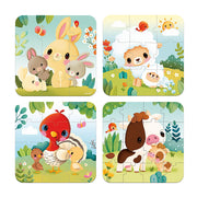 Janod - 4 In 1 Progressive Puzzles- Farm: Animals - Limolin 