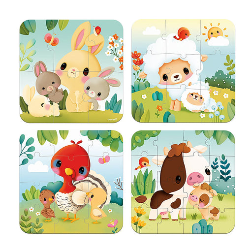 Janod - 4 In 1 Progressive Puzzles- Farm: Animals - Limolin 
