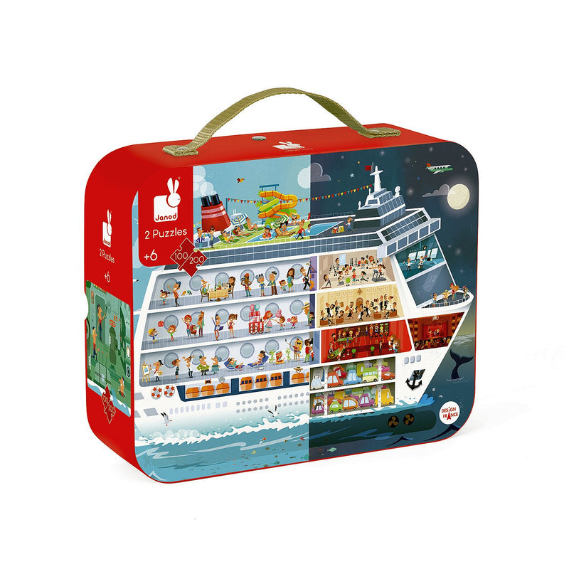 Janod - Cruise Ship - 2 Puzzles (100 & 200-Piece Puzzle) - Limolin 