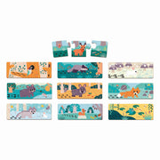 Janod - Pz3: Set 10 Puzzles of 3 Pcs - Animal Footprints - Limolin 
