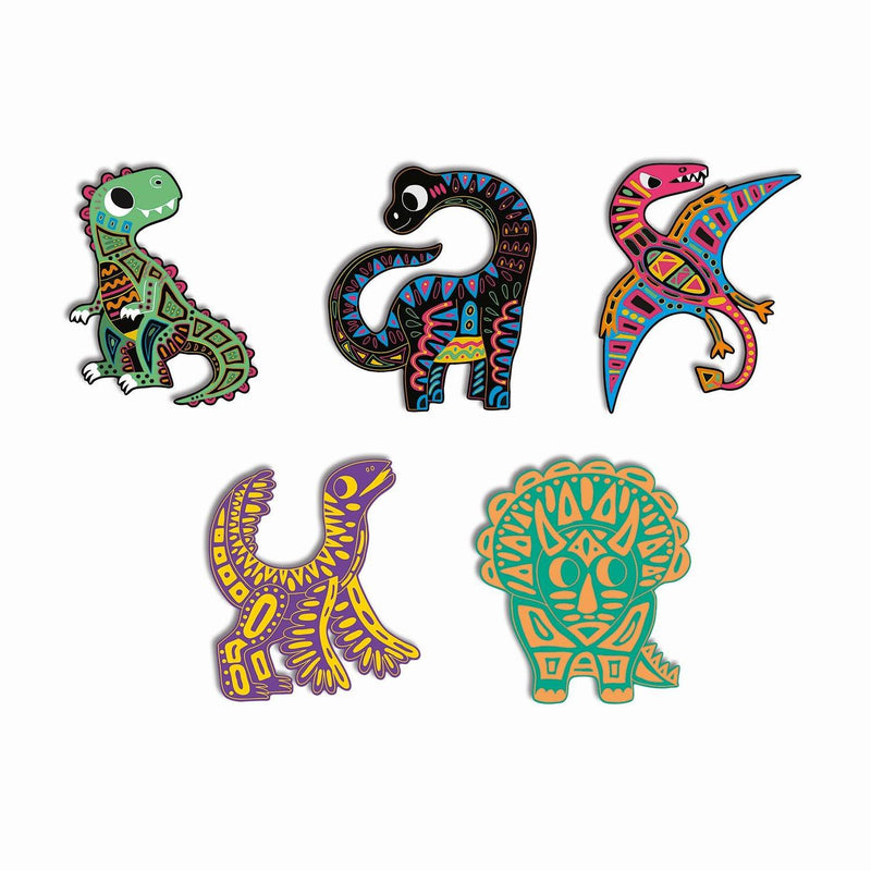 Janod - Scratch Art Dinosaur Cut Outs - 5 Cards - Limolin 