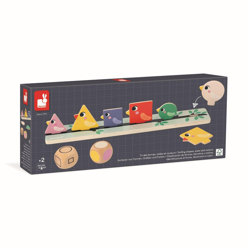 Janod - Sorting Shapes, Sizes And Colors - Birds - Limolin 