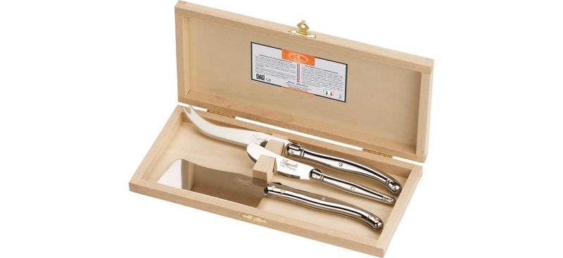 Jean Dubost - Laguiole Cheese Set Brushed Stainless 3pc - Limolin 