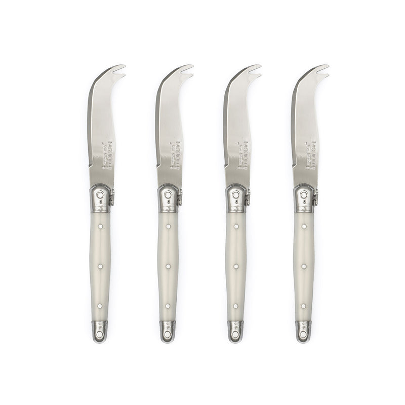 Jean Dubost - Laguiole Mini Cheese Knife ABS Pearl White 4pc - Limolin 