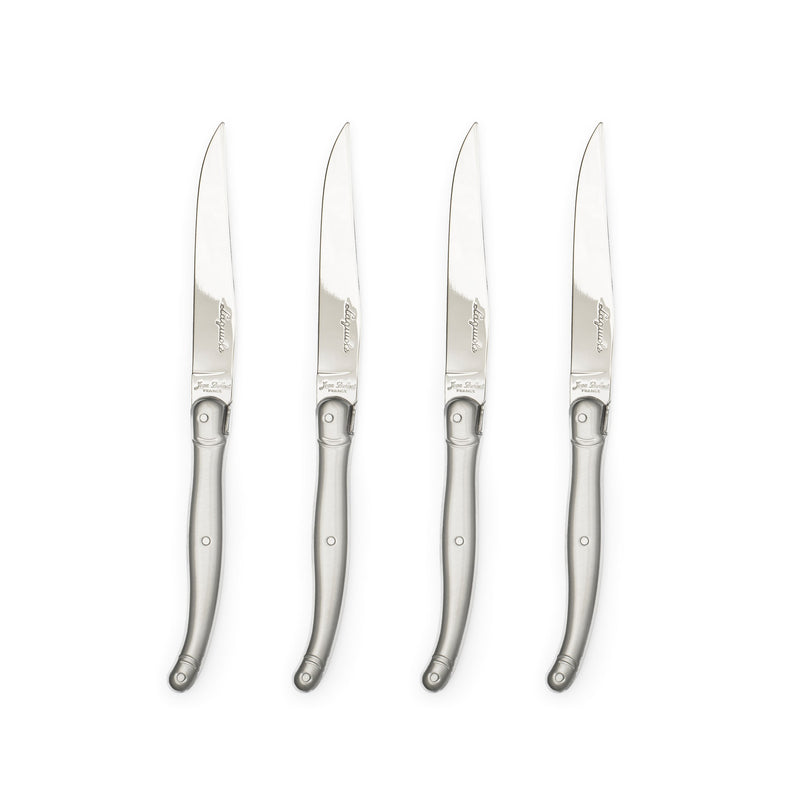 Jean Dubost - Laguiole Smooth Knife Set Brushed Stainless 4pc - Limolin 