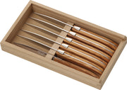 Jean Dubost - Stand- Up Smooth Knife Set Olive Wood 6pc - Limolin 