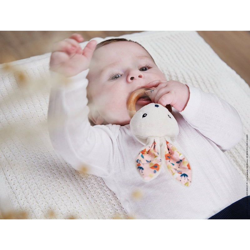 TEETHING RING : RABBIT/POPPIES