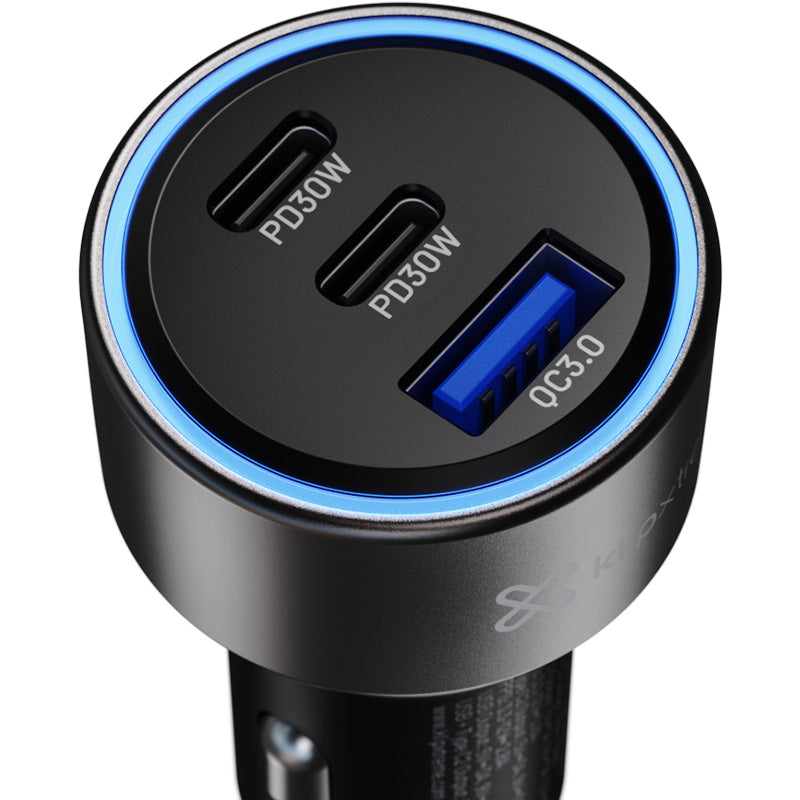 KlipXtreme – PowerCar 60 60W 3-Port Car Charger – Black – KCC-060