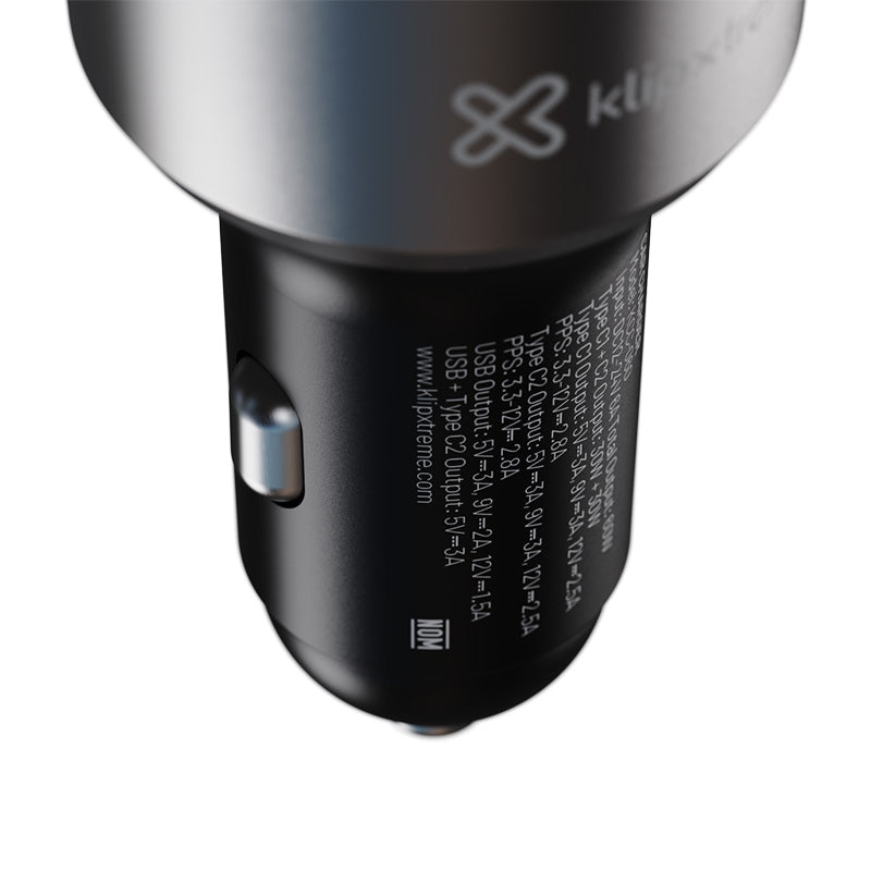 KlipXtreme – PowerCar 60 60W 3-Port Car Charger – Black – KCC-060