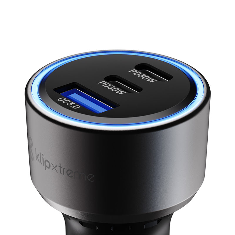 KlipXtreme – PowerCar 60 60W 3-Port Car Charger – Black – KCC-060