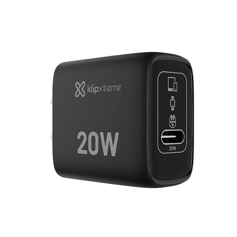 KlipXtreme – Chargeur mural USB-C GaN PowerWall 20W – Noir – KMC-050